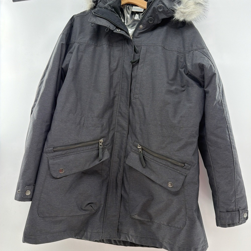Columbia Interchange Omni-Heat 3-in-1 Fur Hood Full Zip Jacket Gray Womens XL